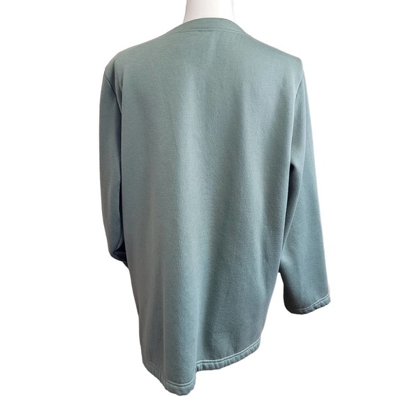 Blair Women's Sweater Green Large Button Front Pockets Soft Casual Long  Line - Picture 2 of 11